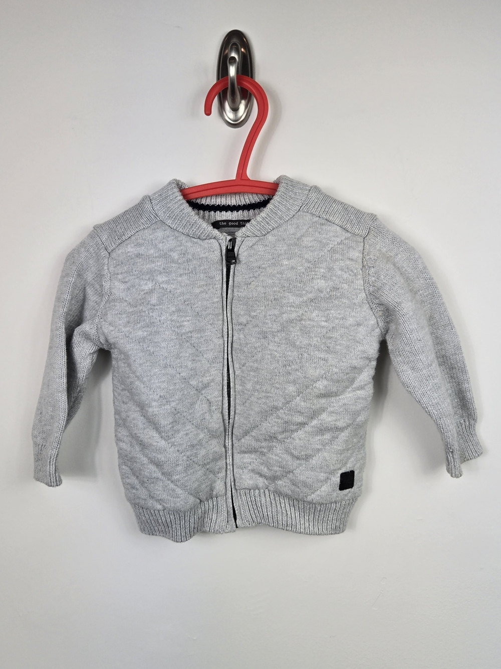 Zara Baby Boy Quilted Knit Bomber Cardigan Jacket Gray 3-6 Months Zip